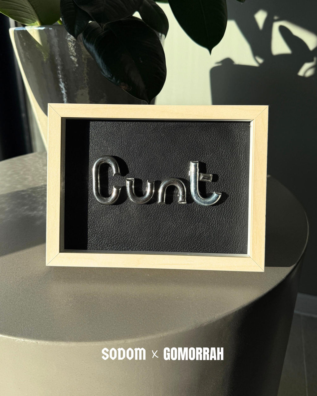 CUNT Chain Art in Leather Frame